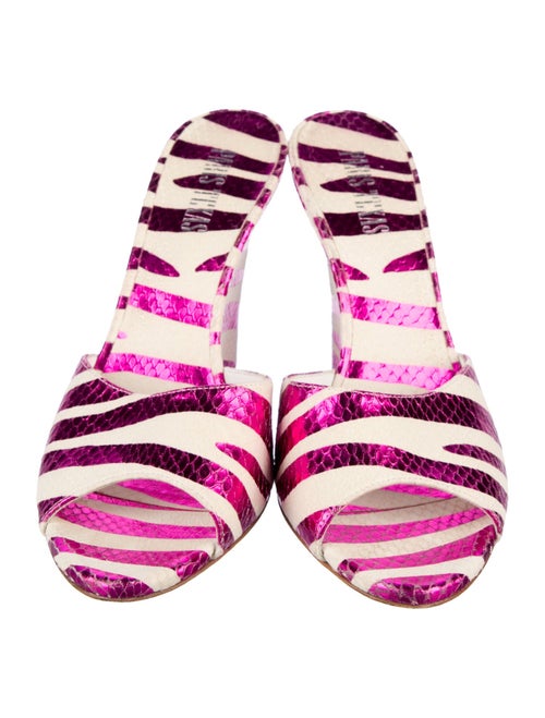 Paris Texas Leather Striped Slides