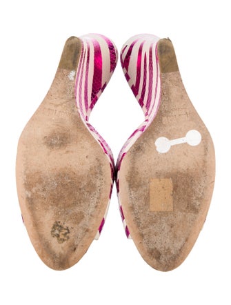 Paris Texas Leather Striped Slides