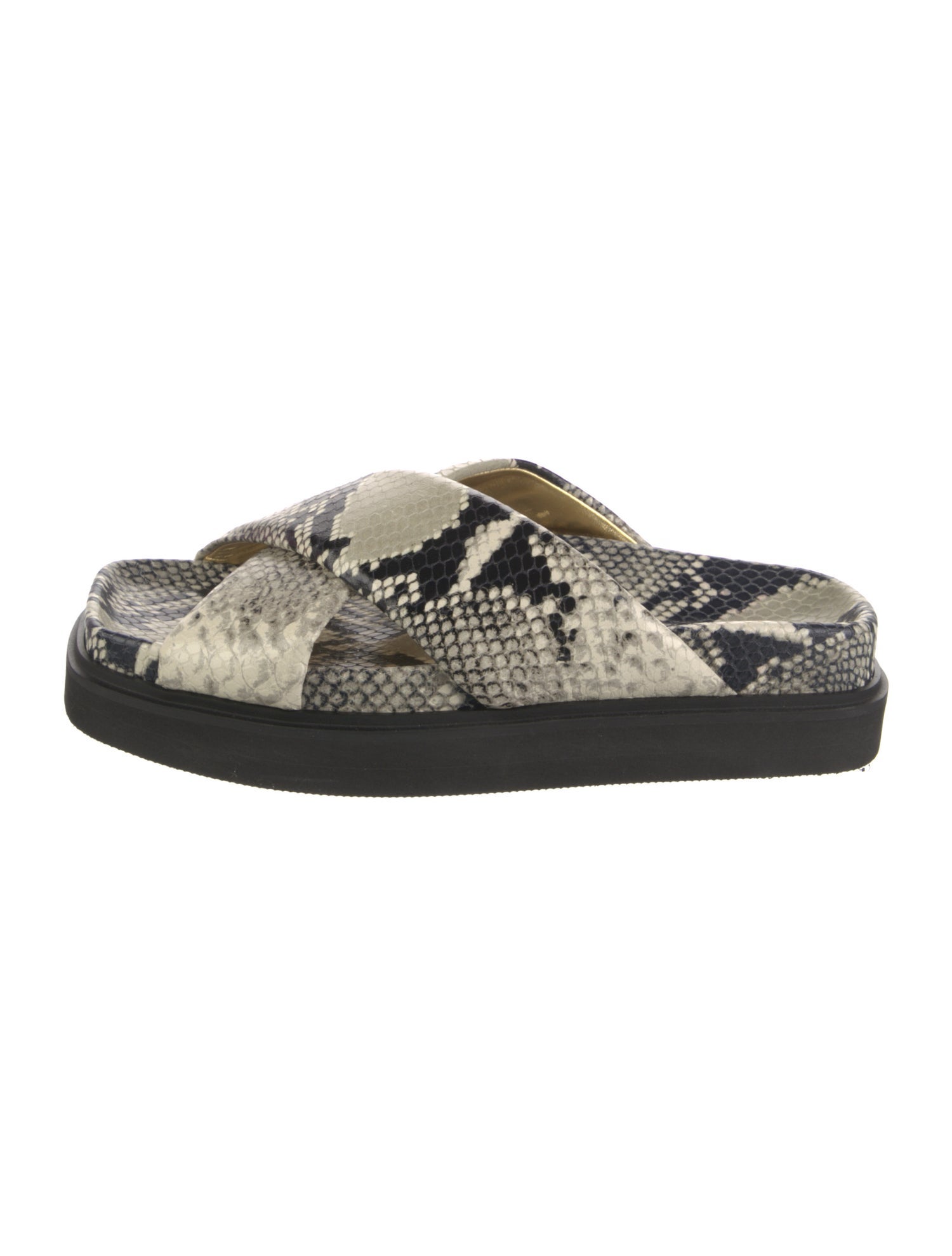 Paris Texas Embossed Leather Animal Print Slides