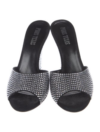 Paris Texas Suede Crystal Embellishments Slides