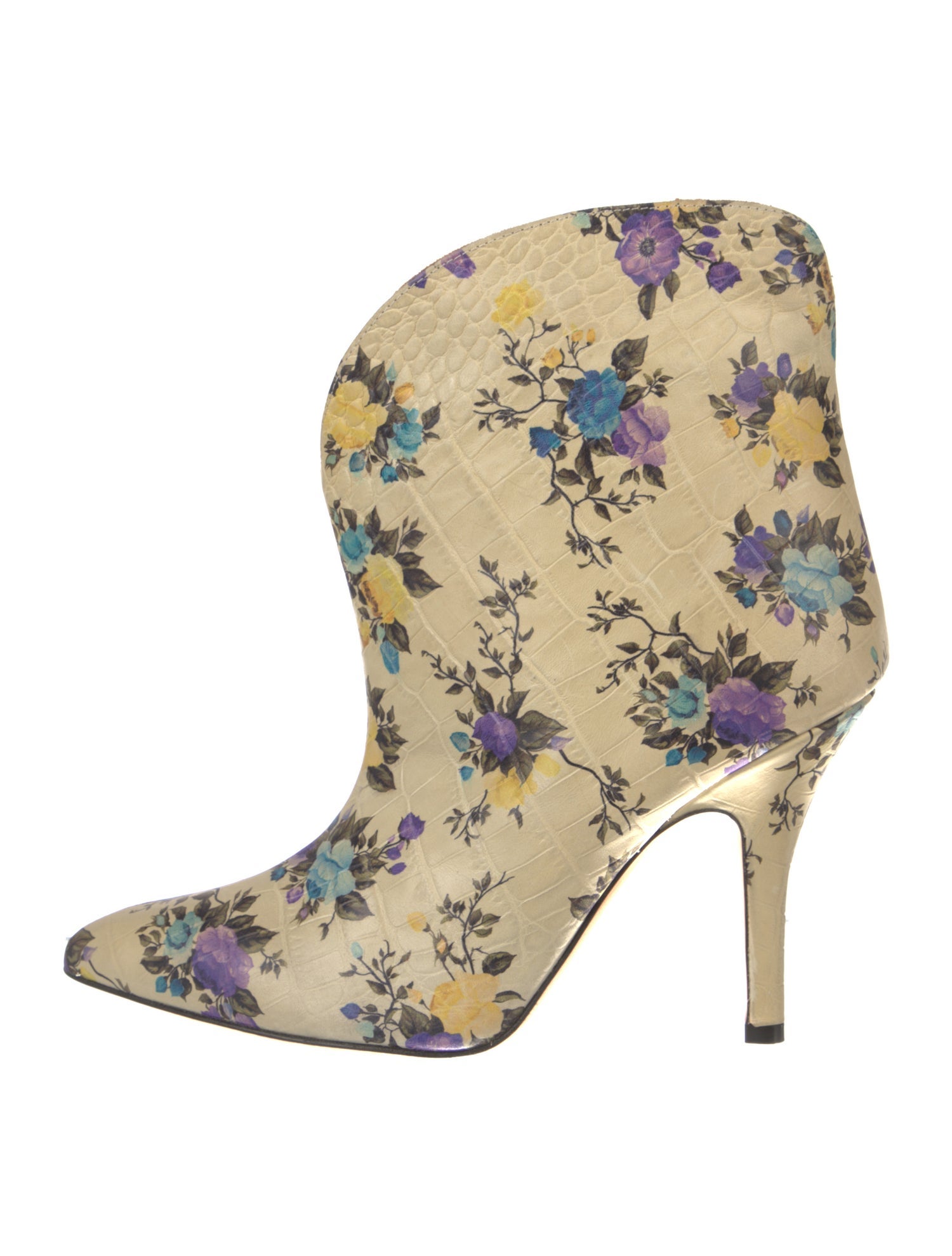 Paris Texas Embossed Leather Floral Print Boots