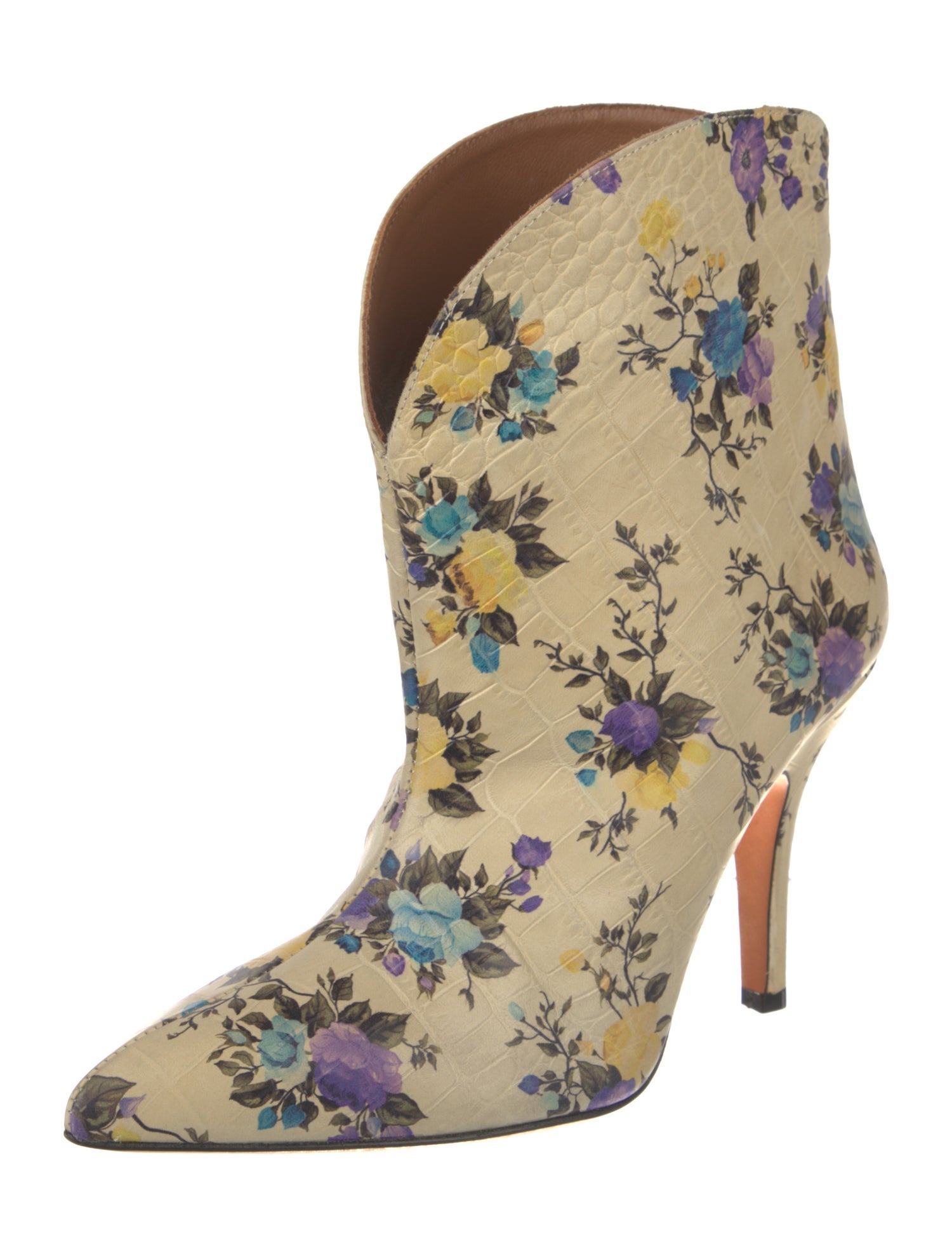 Paris Texas Embossed Leather Floral Print Boots