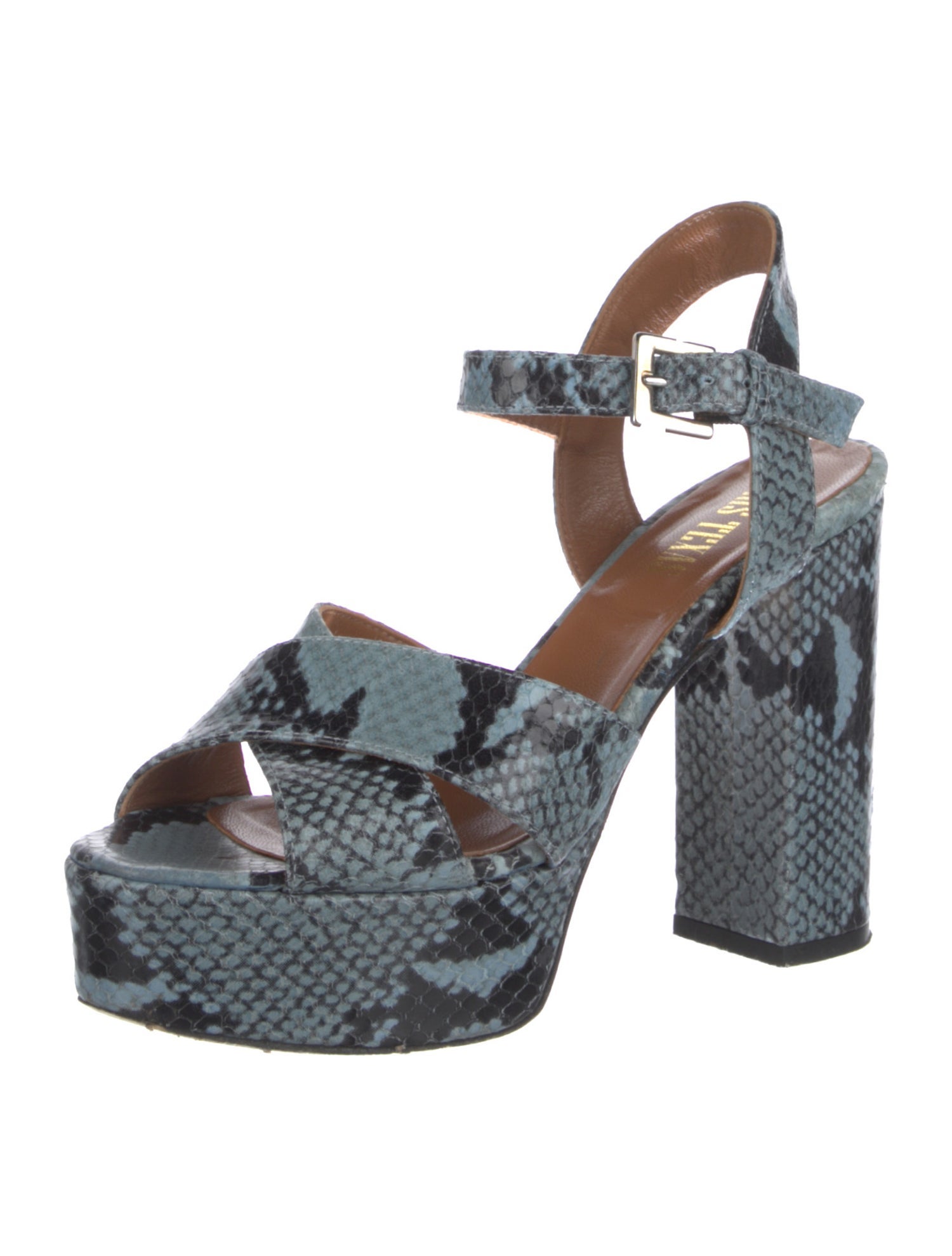 Paris Texas Embossed Leather Animal Print Sandals