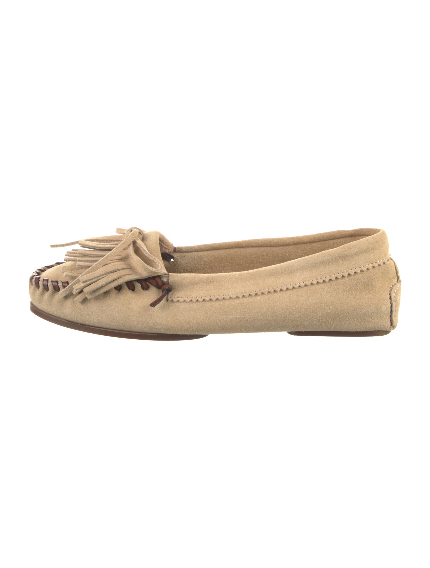Paris Texas Suede Fringe Trim Accent Moccasins
