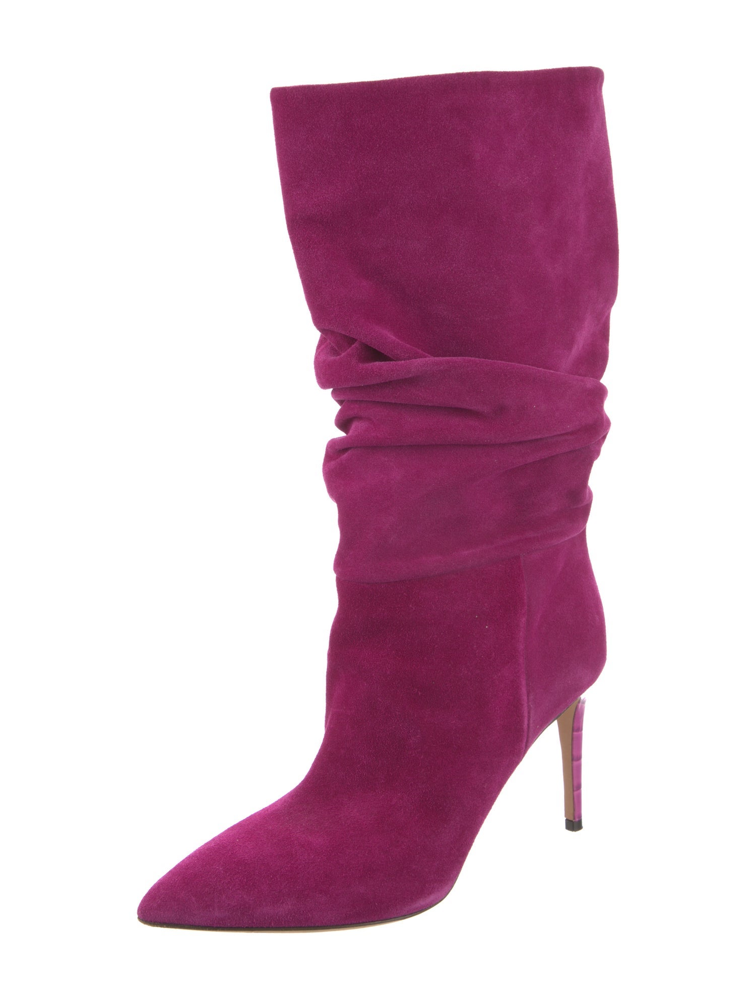 Paris Texas Suede Ruffle Embellishment Slouch Boots