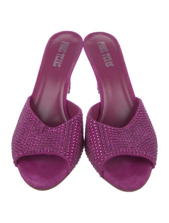 Paris Texas Suede Crystal Embellishments Slides