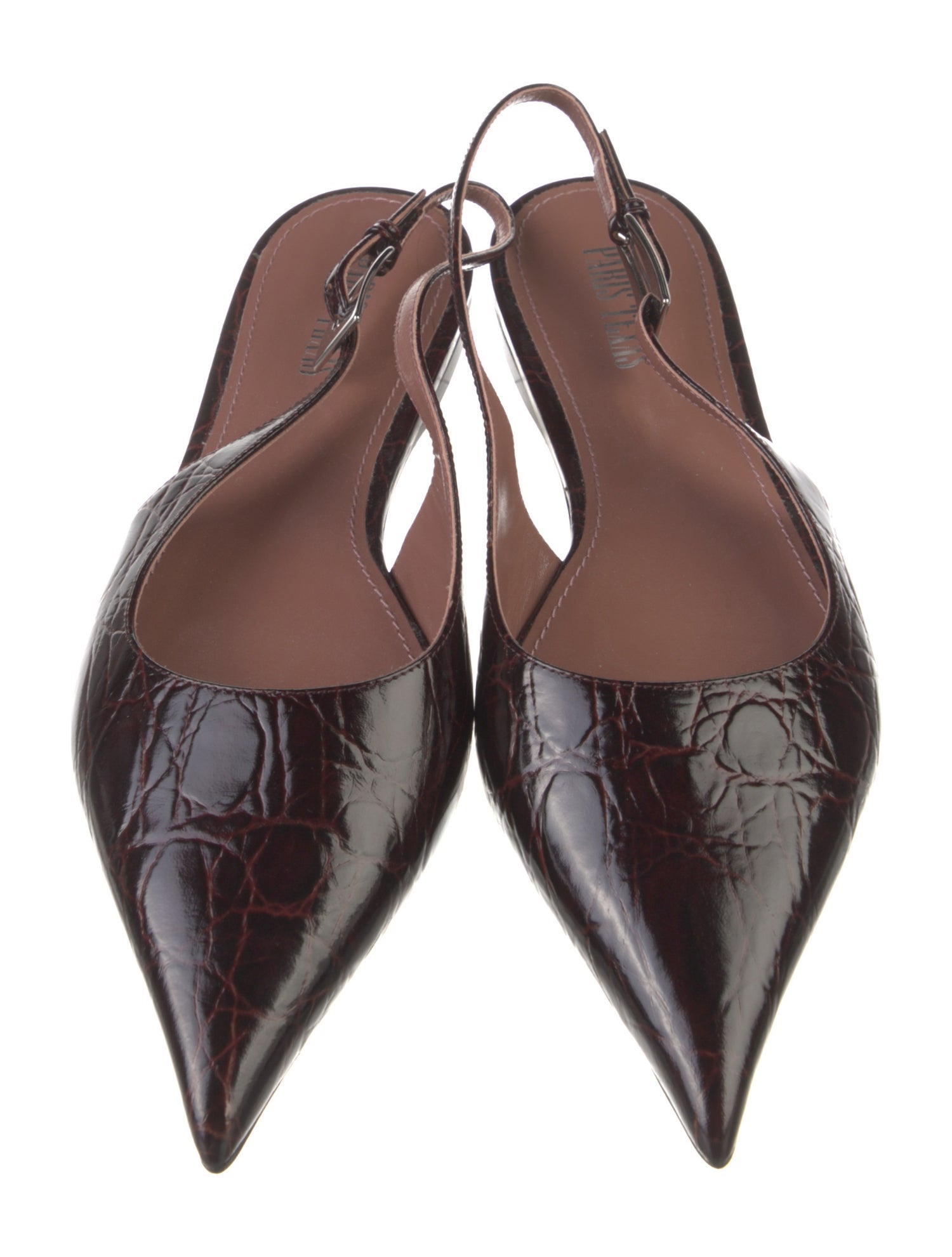 Paris Texas Embossed Leather Slingback Flats