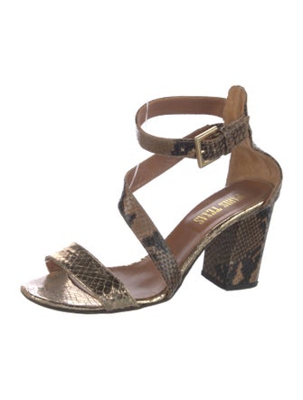 Paris Texas Embossed Leather Animal Print Sandals