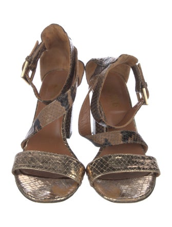 Paris Texas Embossed Leather Animal Print Sandals