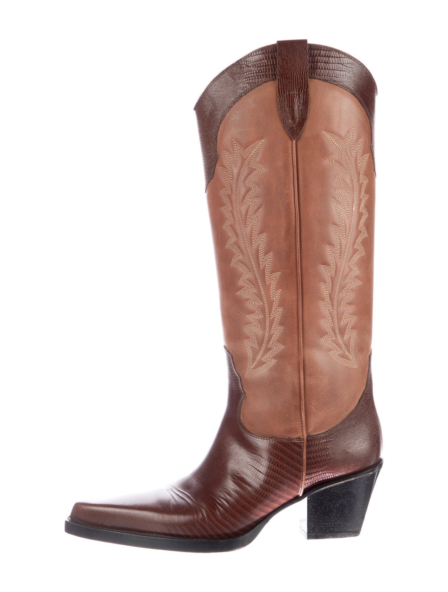 Paris Texas Leather Colorblock Pattern Western Boots