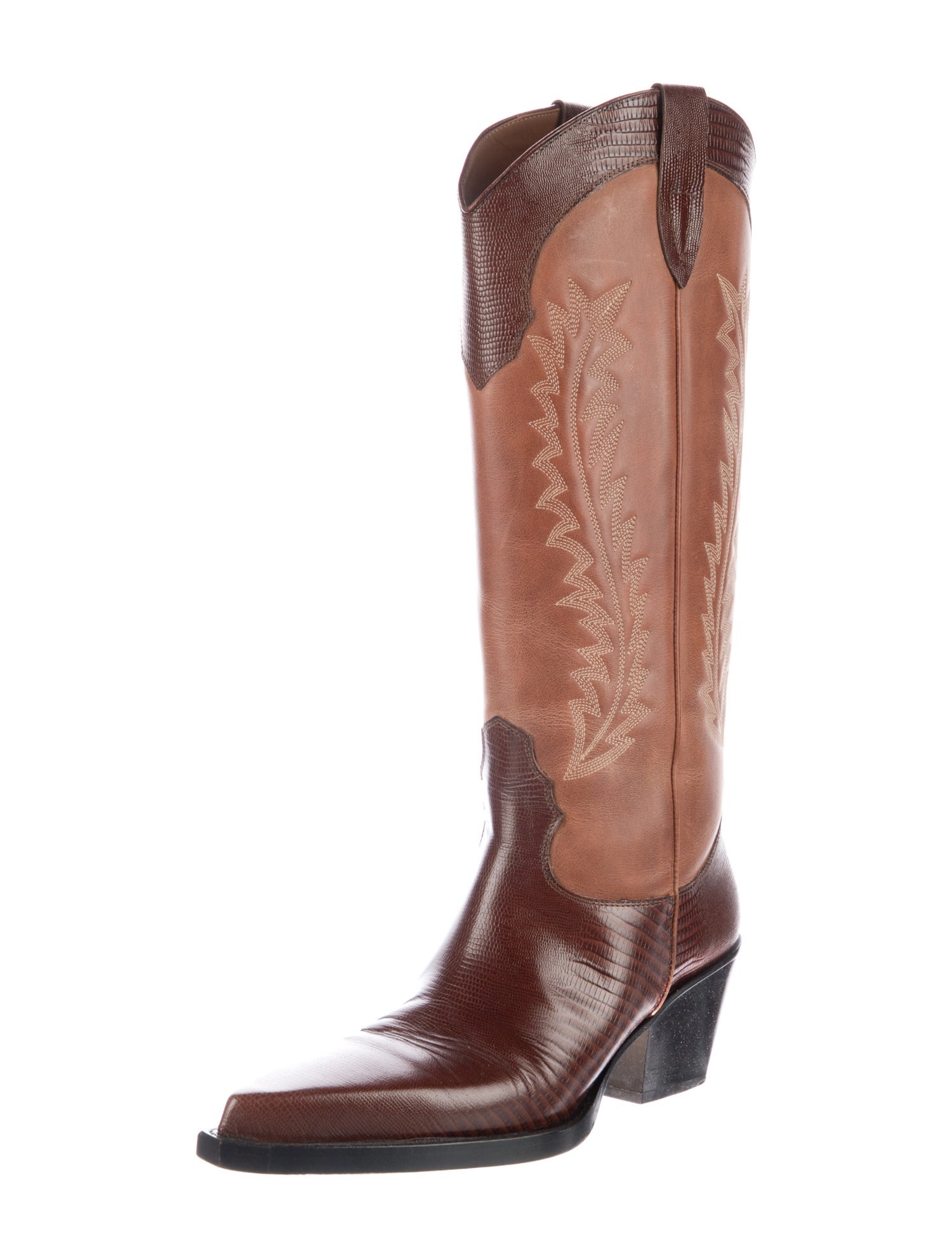 Paris Texas Leather Colorblock Pattern Western Boots