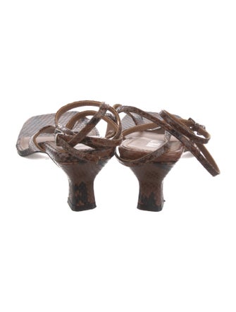 Paris Texas Snakeskin Animal Print T-Strap Sandals