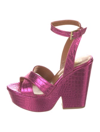 Paris Texas Embossed Leather Leather Trim Embellishment Sandals