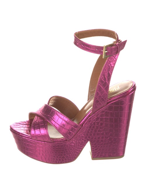 Paris Texas Embossed Leather Leather Trim Embellishment Sandals