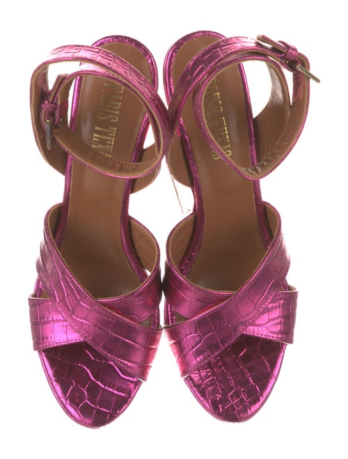 Paris Texas Embossed Leather Leather Trim Embellishment Sandals