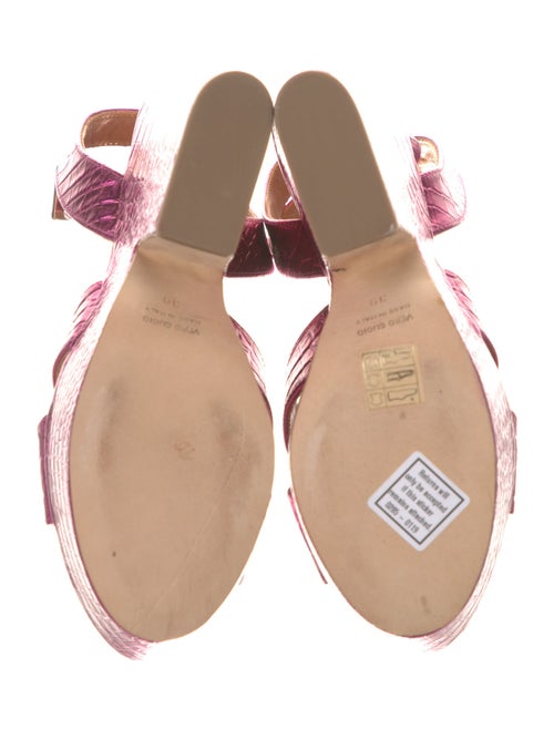 Paris Texas Embossed Leather Leather Trim Embellishment Sandals