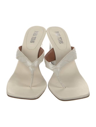 Paris Texas Embossed Leather Animal Print Slides