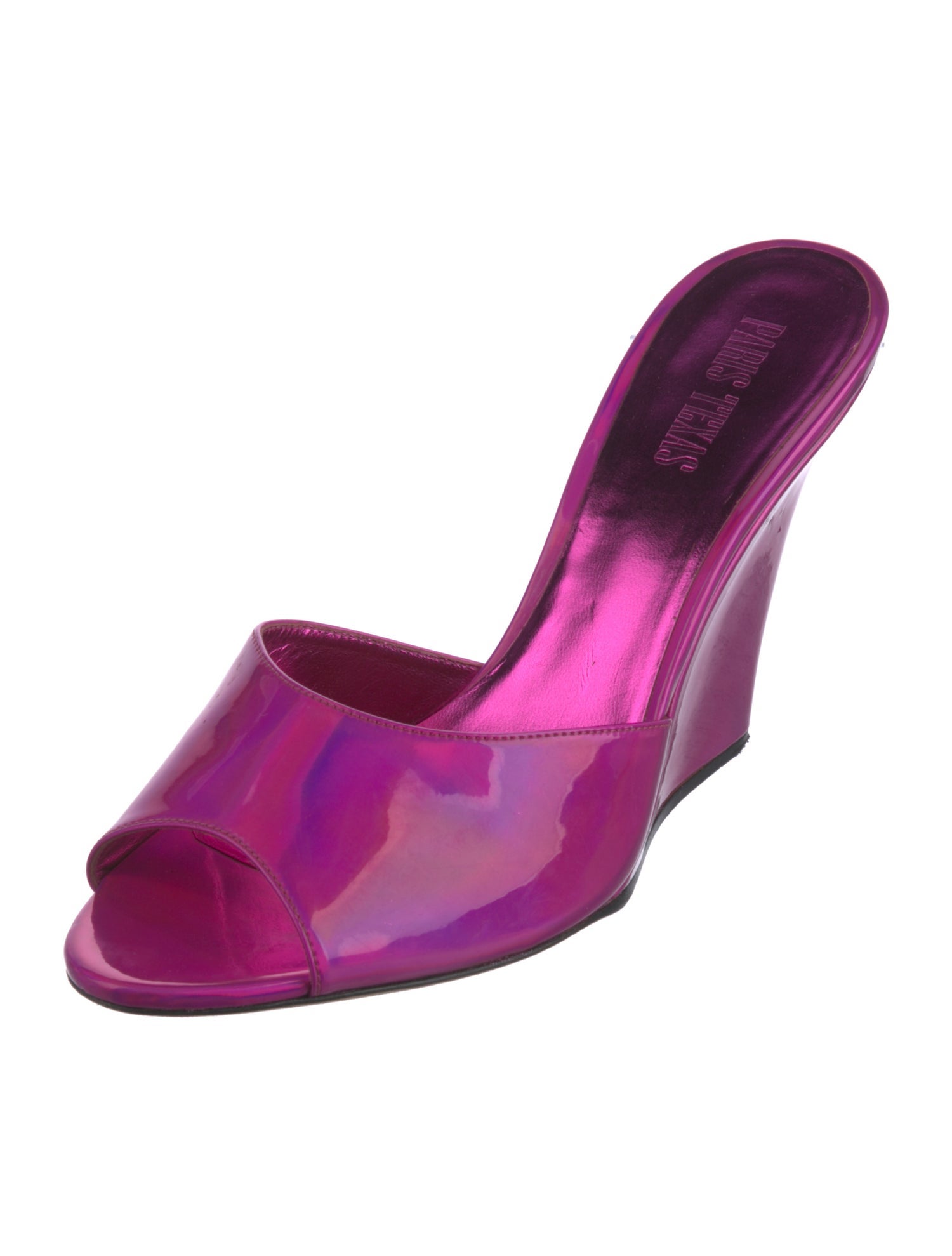 Paris Texas Patent Leather Printed Slides