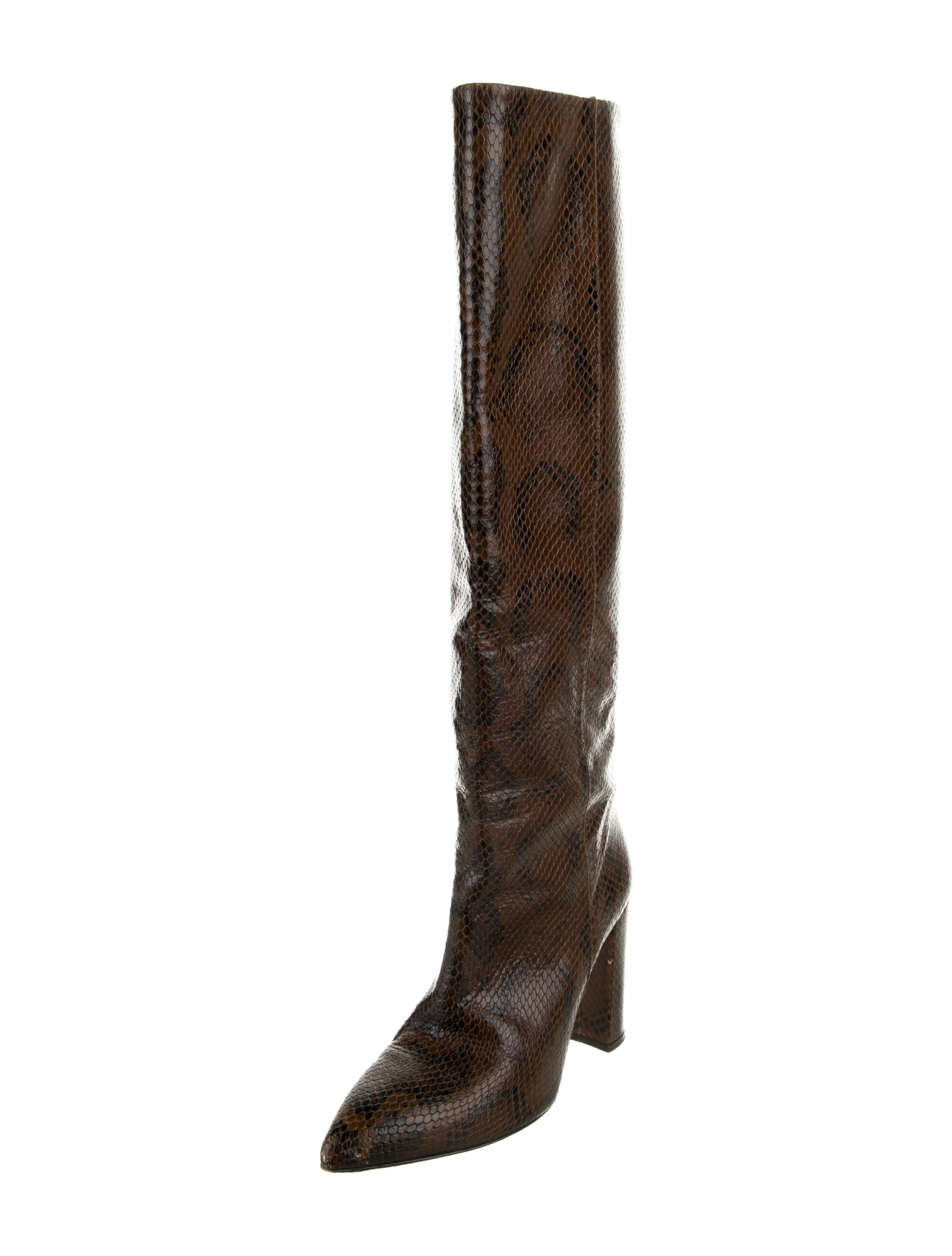 Paris Texas Snakeskin Leather Trim Embellishment Boots