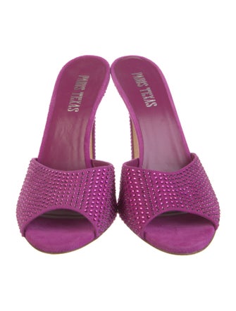 Paris Texas Suede Crystal Embellishments Slides