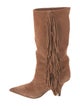 Paris Texas Suede Fringe Trim Accent Western Boots