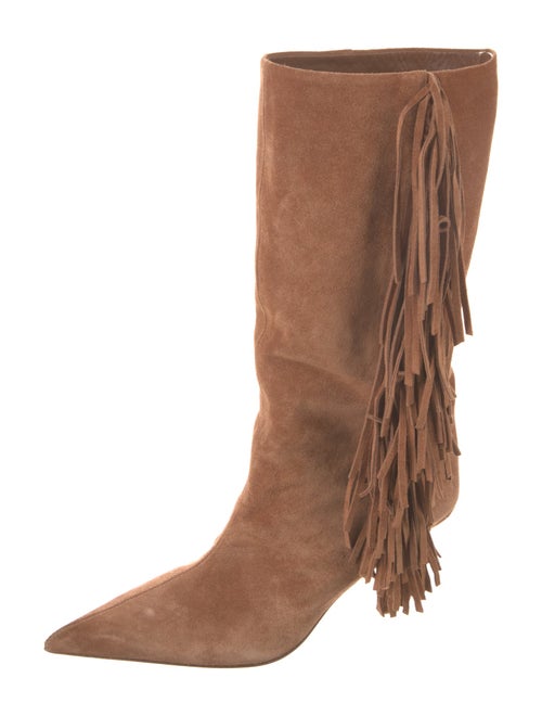 Paris Texas Suede Fringe Trim Accent Western Boots