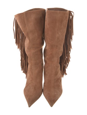 Paris Texas Suede Fringe Trim Accent Western Boots