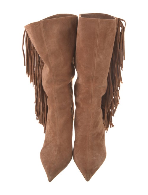 Paris Texas Suede Fringe Trim Accent Western Boots
