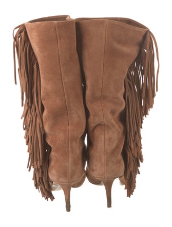 Paris Texas Suede Fringe Trim Accent Western Boots