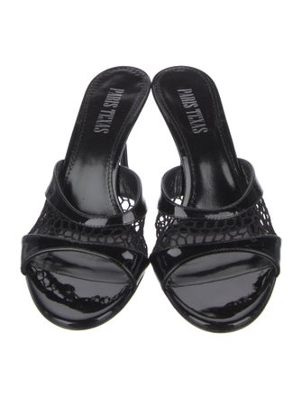 Paris Texas Patent Leather Mesh Accents Slides