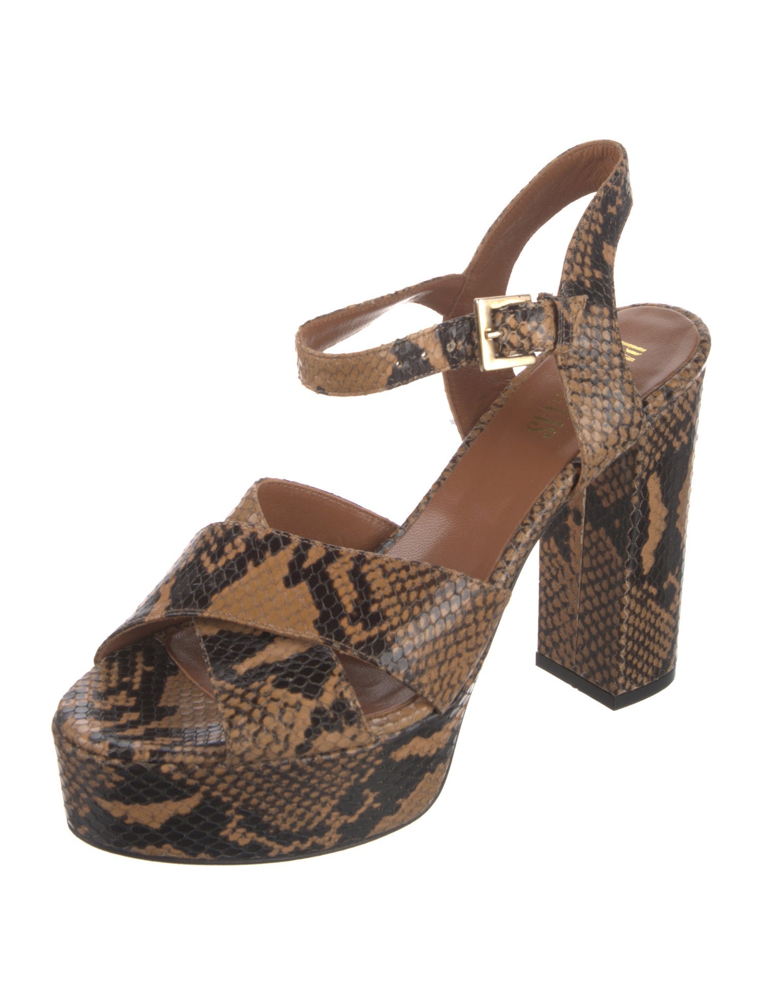 Paris Texas Embossed Leather Animal Print Slingback Sandals