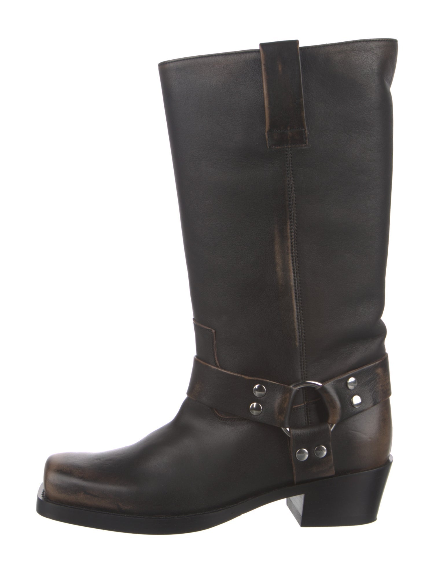 Paris Texas Leather Studded Accents Moto Boots