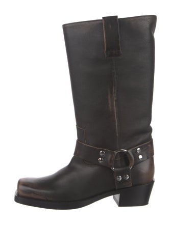 Paris Texas Leather Studded Accents Moto Boots