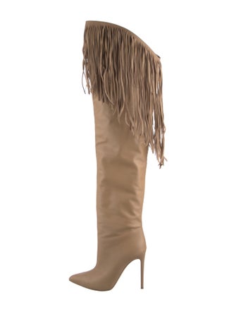 Paris Texas Leather Fringe Trim Accent Boots
