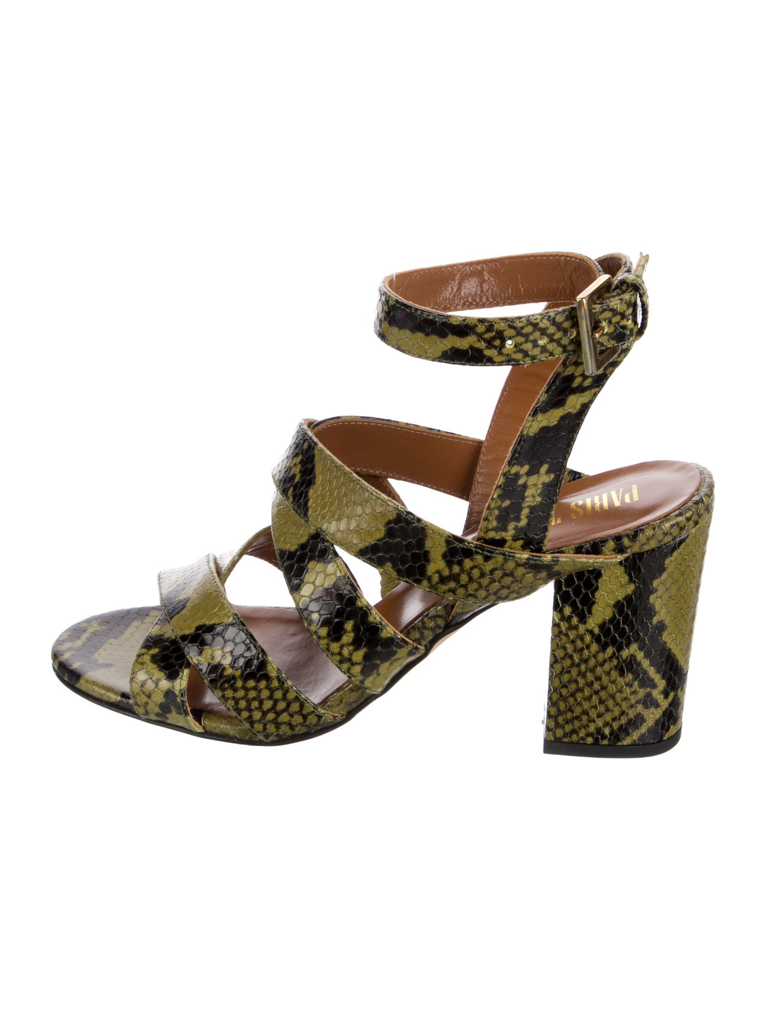 Paris Texas Embossed Leather Animal Print Sandals