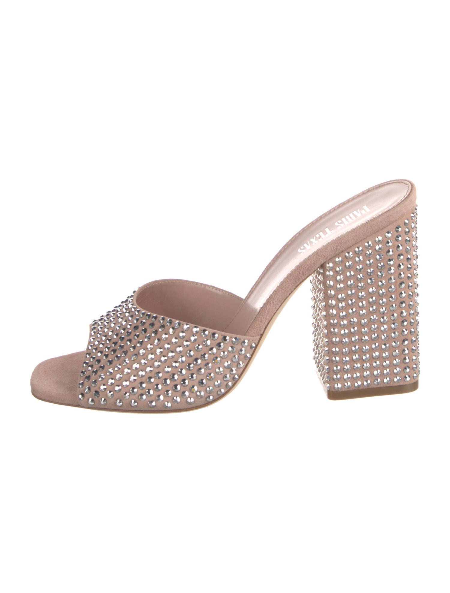 Paris Texas Suede Crystal Embellishments Slides