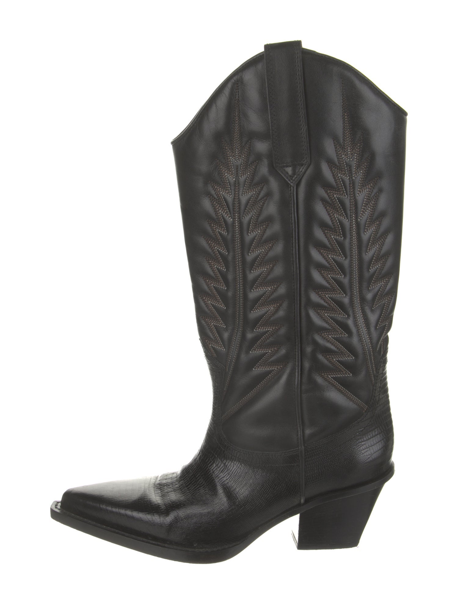 Paris Texas Leather Embroidered Accent Western Boots
