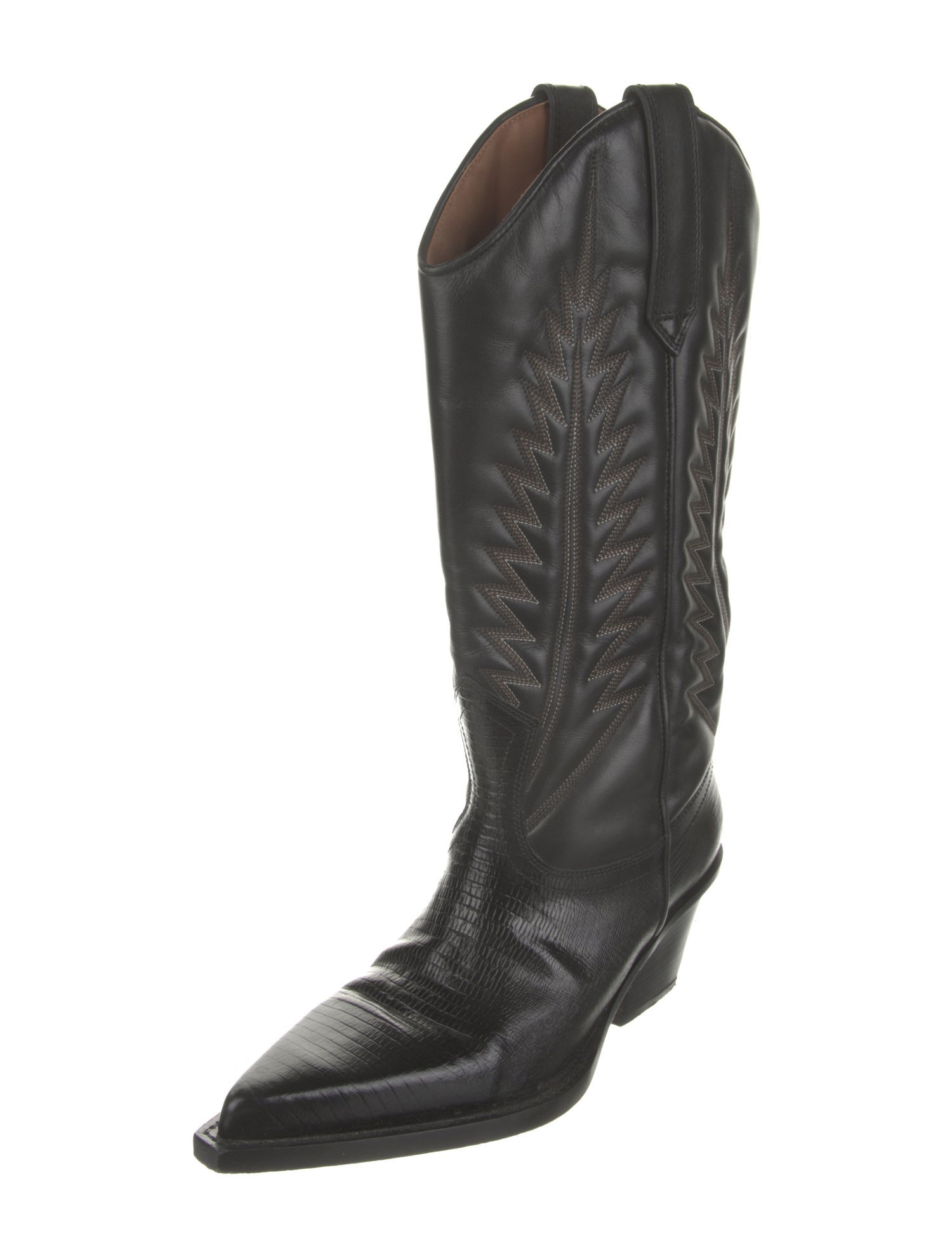 Paris Texas Leather Embroidered Accent Western Boots