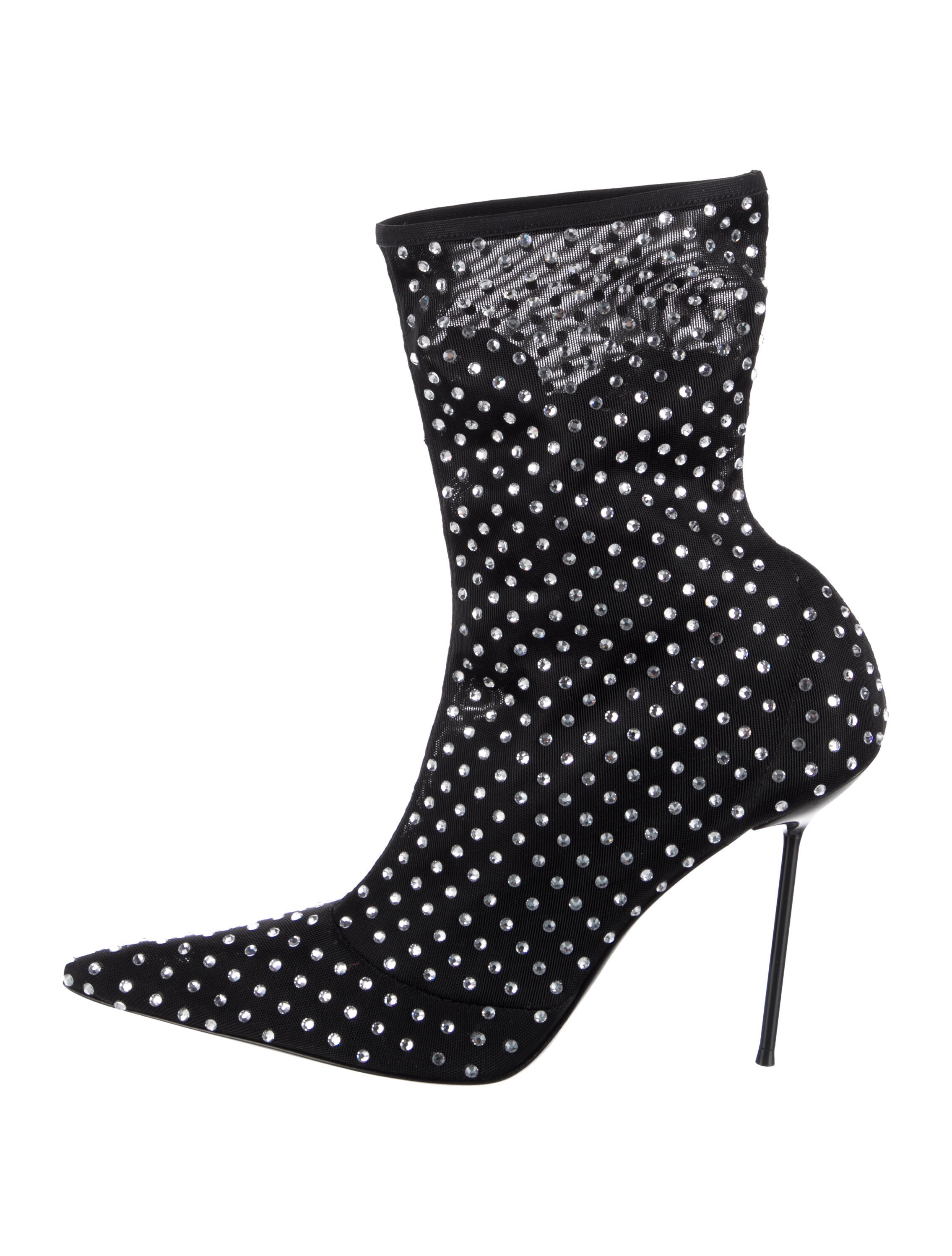 Paris Texas Suede Crystal Embellishments Sock Boots