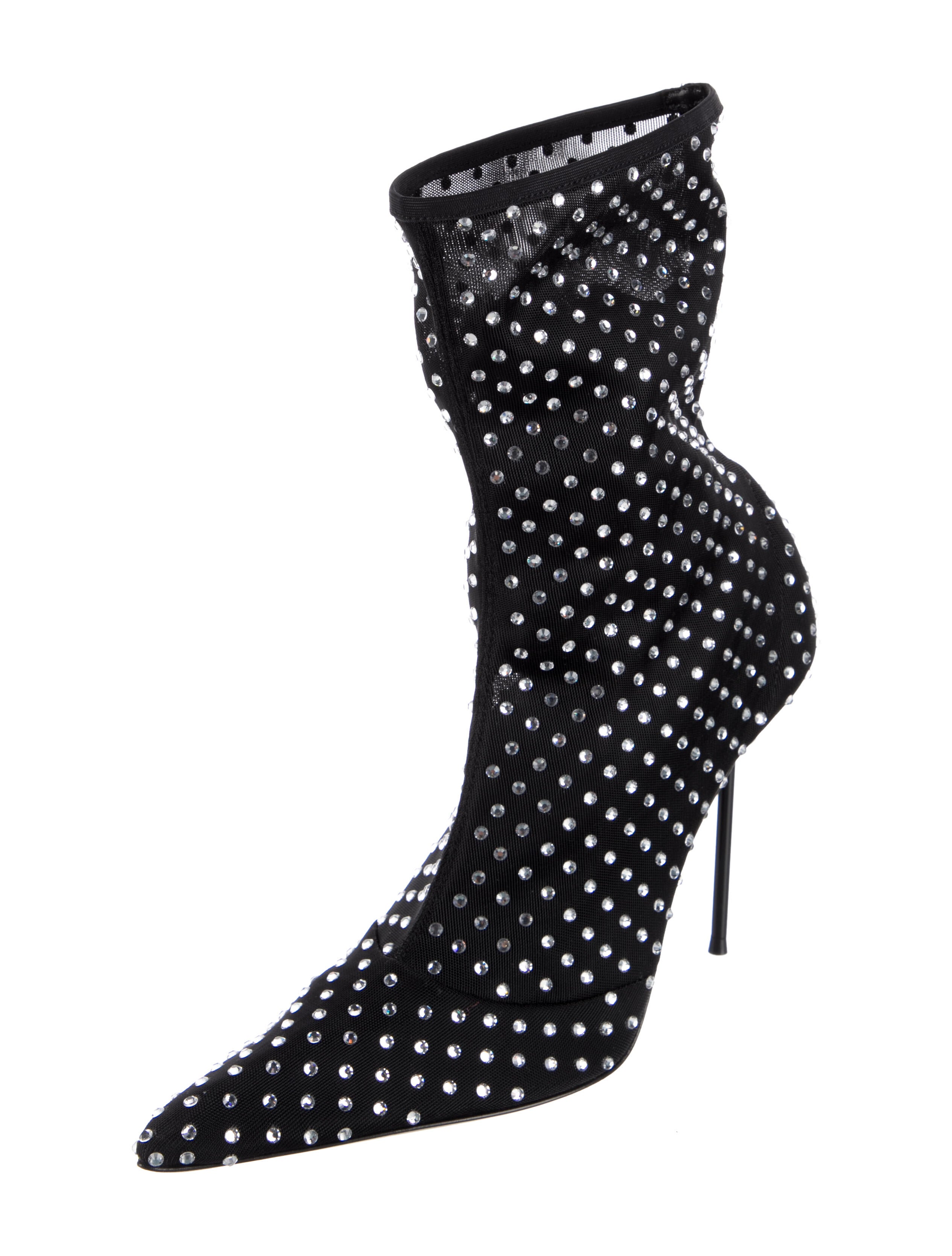 Paris Texas Suede Crystal Embellishments Sock Boots