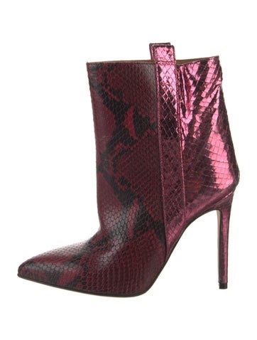 Pre-owned Paris Texas Embossed Leather Animal Print Boots In Red