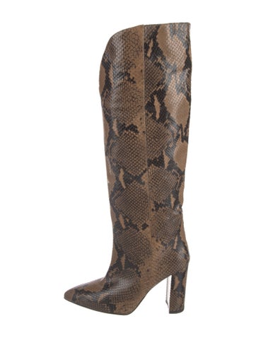 Pre-owned Paris Texas Embossed Leather Animal Print Boots In Brown