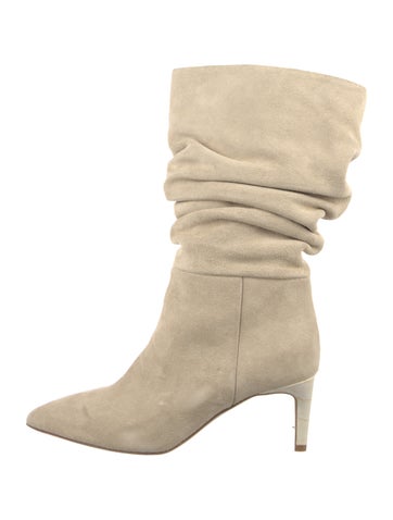 Pre-owned Paris Texas Suede Slouch Boots In Neutral