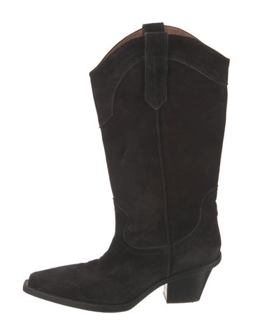 Pre-owned Paris Texas Suede Western Boots In Black