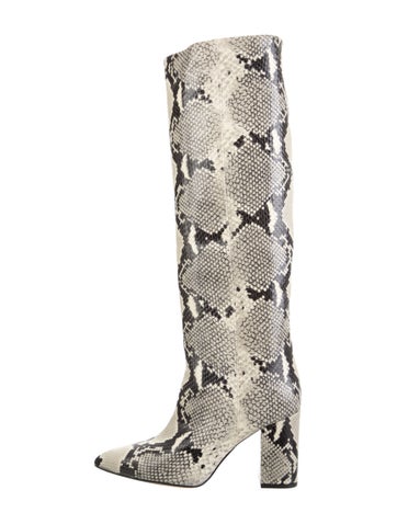 Pre-owned Paris Texas Embossed Leather Animal Print Boots In Neutral