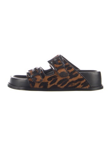 Pre-owned Paris Texas Ponyhair Animal Print Mules In Multi