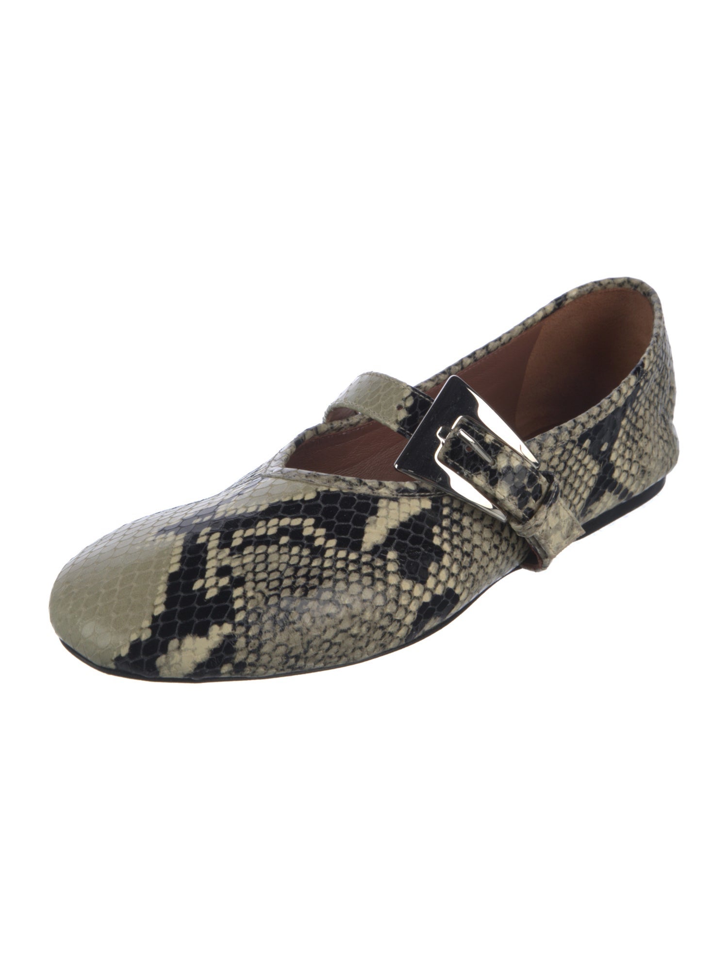 Paris Texas Leather Animal Print Mary Jane Flats