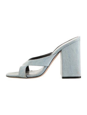 Pre-owned Paris Texas Denim Slides In Blue