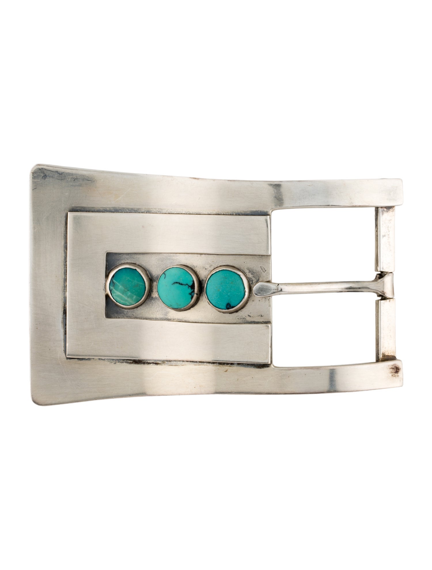Pat Areias Silver Belt Buckle with Turquoise Details
