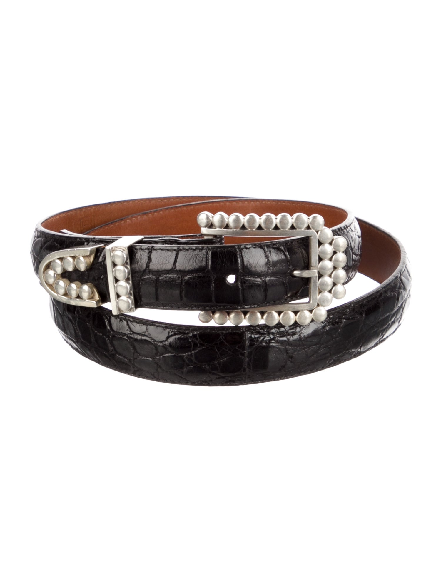 Pat Areias Skinny Embossed Leather Belt